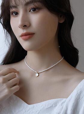 MaisonCleo珍珠纯银锁骨链女
