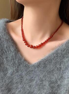 MaisonCleo红玛瑙串珠毛衣链女