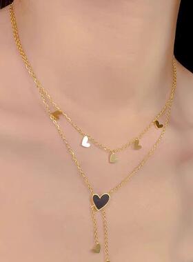 MaisonCleo贝壳爱心双层锁骨链