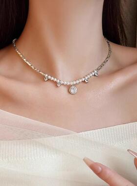 MaisonCleo轻奢纯银珍珠锁骨链