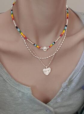 MaisonCleo彩虹笑脸锁骨链女