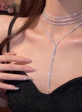 MaisonCleo晚宴项链流苏多层叠戴胸链身体链性感颈链饰品礼服锁骨