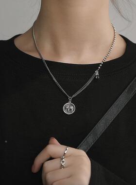 欧美冷淡风双层笑脸毛衣链女