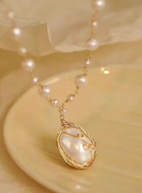 MaisonCleo巴洛克珍珠毛衣链