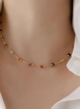 MaisonCleo多巴胺天然石锁骨链