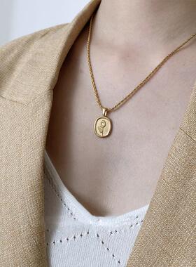 MaisonCleo复古小方牌锁骨链