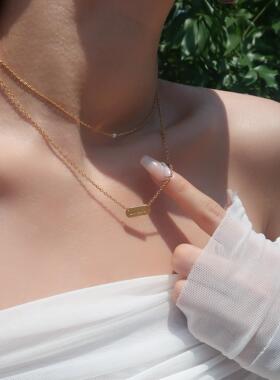 MaisonCleo小方牌锁骨链女款