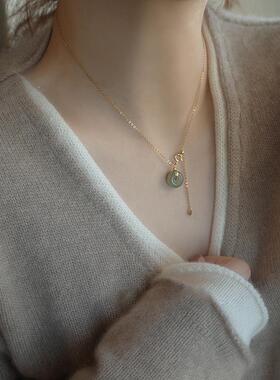 MaisonCleo和田玉平安扣锁骨链