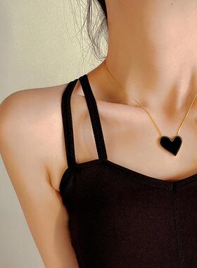 暗黑风大爱心锁骨链金色女款