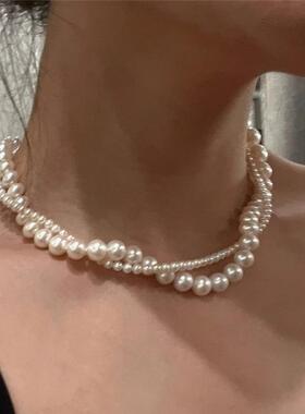 MaisonCleo双层珍珠锁骨链