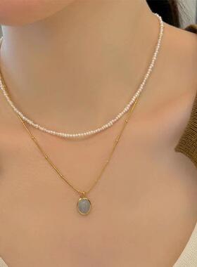MaisonCleo海蓝宝月光石项链