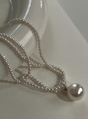 MaisonCleo强光珍珠双层锁骨链