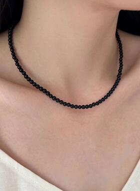 法式复古黑玛瑙通勤叠戴项链
