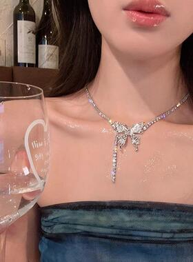 MaisonCleo闪钻蝴蝶锁骨链女款