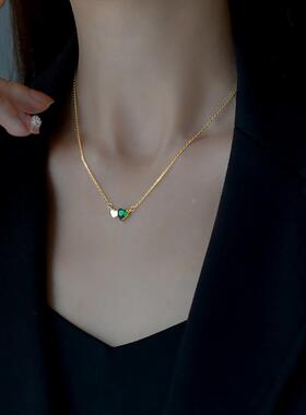 MaisonCleo双面爱心锁骨链新款