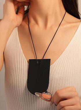 MaisonCleo复古人工皮革便携钥匙包长款毛衣链时尚简约挂脖气质高