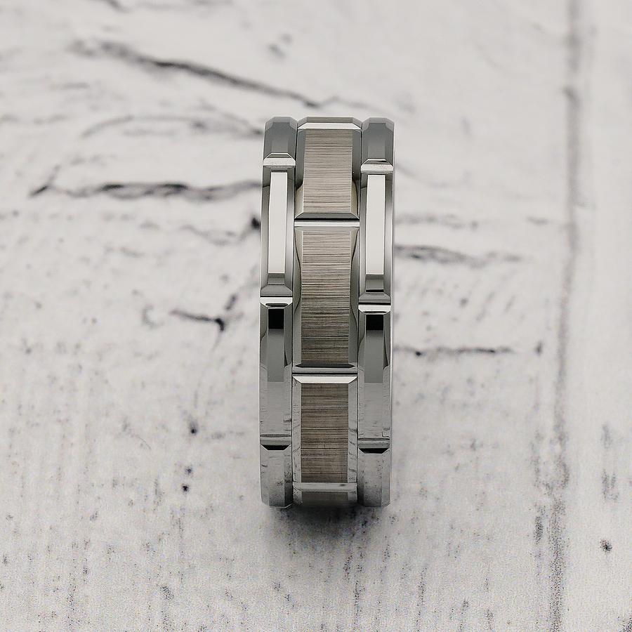 Modern Men 8MM Stainless Steel Ring Silver Color Brushed - 图1