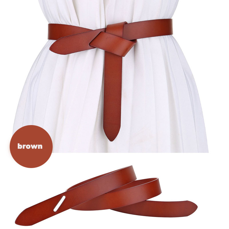 New Design Knot Cowskin Women Belts Soft Real Leather Knot-图3