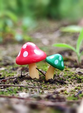 速发迷脂彩色小蘑菇微景观多肉景景造盆装饰树你蘑菇桌面摆件