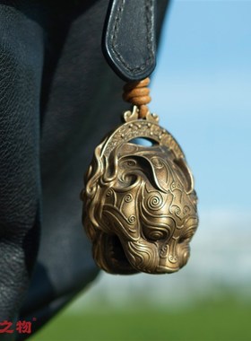 纯铜虎头铃铛招财挂件平安护身挂饰七星八M卦镇宅铜摆件工艺品礼