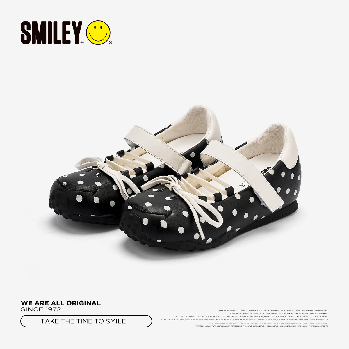 SMILEY笑脸黑色波点蝴蝶结玛丽珍春季法式休闲女芭蕾增高浅口单鞋,淘宝优惠券,粉丝福利购,淘宝优惠卷