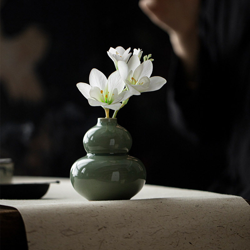 墨己陶瓷花瓶葫芦复古新中式家居摆件装饰工艺品青瓷水培花器瓶子,淘宝优惠券,粉丝福利购,淘宝优惠卷