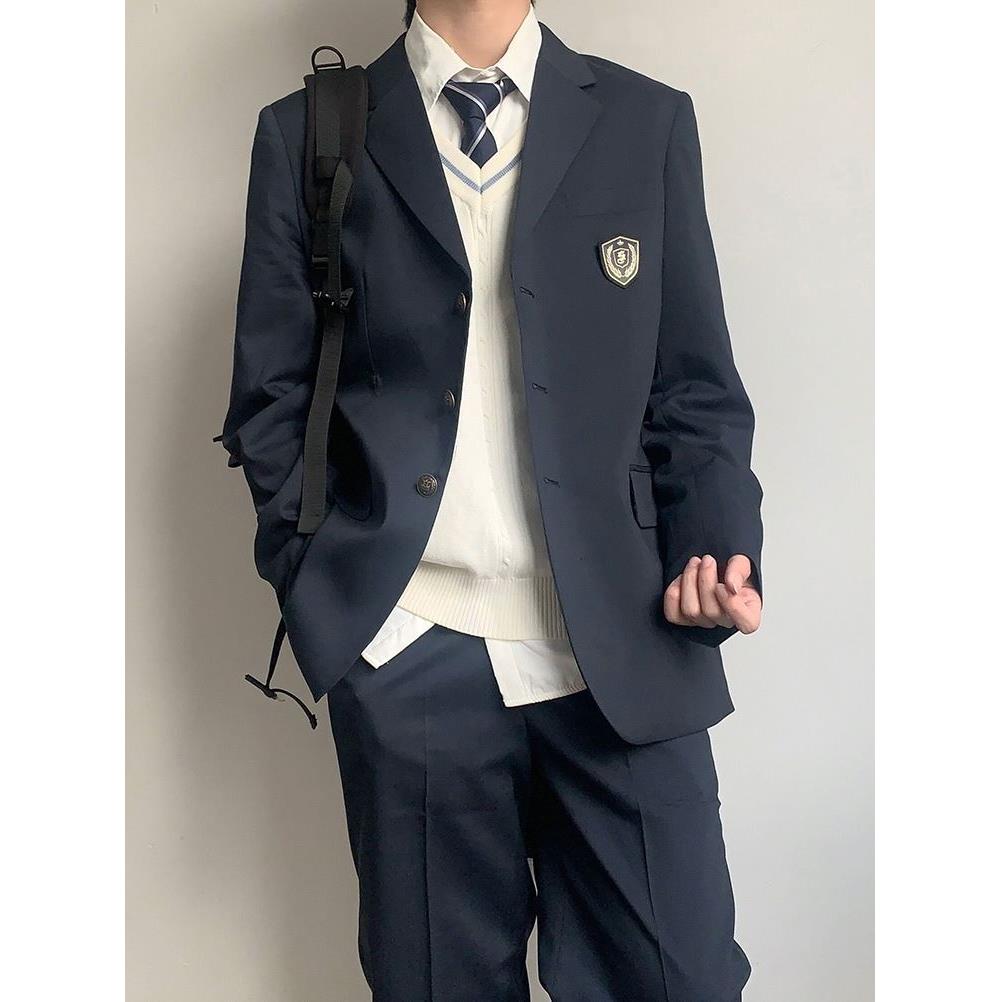 木村叔dk原创春秋季灰色西服外套男士日系制服学生西装黑色长裤子 - 图2