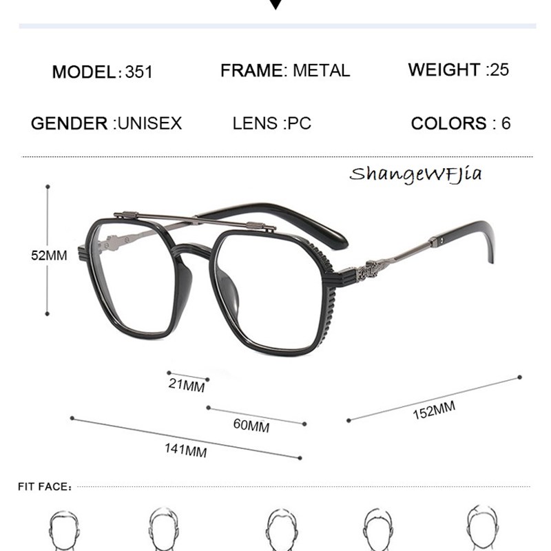 网红Anti-Blue Light Square Glasses Retro Double Beam Spectac - 图2