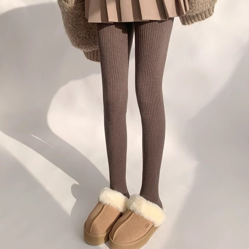 打底裤女款春秋外穿日系竖条纹奶白色连裤袜保暖修身显瘦螺纹秋裤,淘宝优惠券,粉丝福利购,淘宝优惠卷