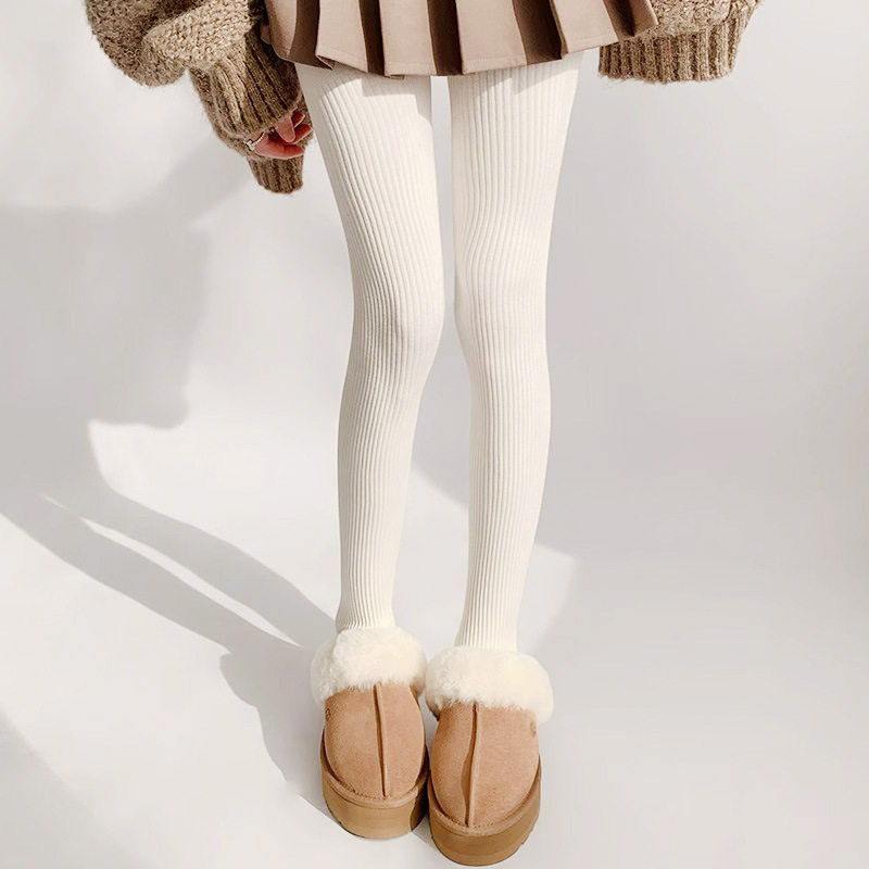 打底裤女款春秋外穿日系竖条纹奶白色连裤袜保暖修身显瘦螺纹秋裤,淘宝优惠券,粉丝福利购,淘宝优惠卷