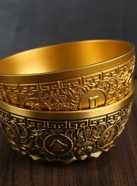 沈万三同款聚宝盆纯铜超大u号黄铜聚宝盆小号实心加厚日进斗金米