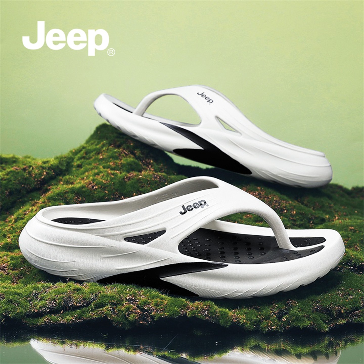 JEEP拖鞋男冬外穿2025新款沙滩鞋男士运动凉拖厚底防滑夹脚人字拖,淘宝优惠券,粉丝福利购,淘宝优惠卷
