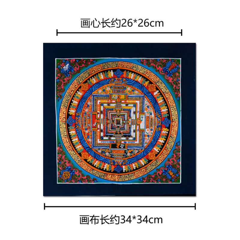 网红唐卡手绘坛城西藏挂画尼泊尔手工矿物颜料客厅装饰画玄关壁画 - 图3