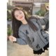 Fan Wenwen Gray Tone Praise Gray Bow Twist Knitted Cardigan Women's Winter Sweet Round Neck Sweater Jacket