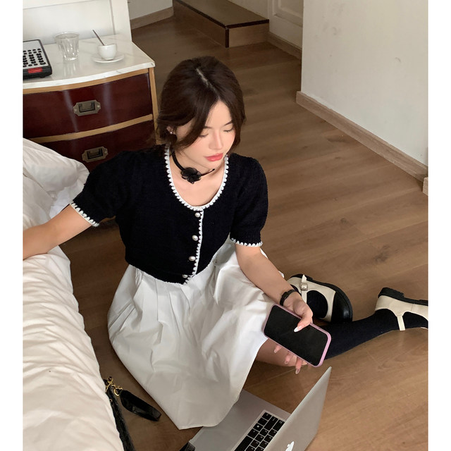 Fan Wenwen Cream Puff Skirt A-Line White Pleated Skirt Women's Summer Sweet Short Skirt for Little People