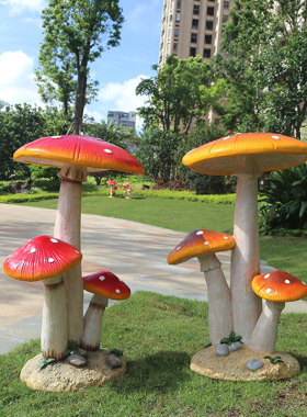 户外花园b装饰 庭院 幼儿园摆件树脂玻璃钢雕塑小品仿真蘑菇摆件