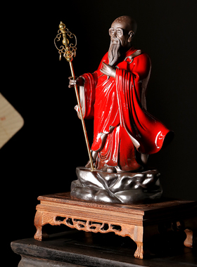 速发中式陶瓷复物老和尚方丈高僧禅意古件家居玄关书房人摆桌面工