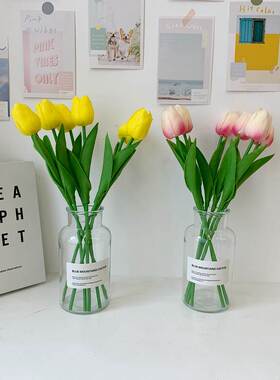 新品北欧仿真花束郁金香装饰假花插花摆拍桌Q面装饰摆饰拍照道具