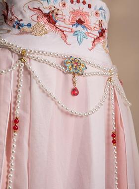 极速汉服珍珠配饰腰链古风流苏坦领璎H珞风唐女长敦煌项链襦裙软