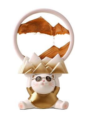 创意流沙画礼品家居客厅摆件装饰品招财猫沙漏乔迁新居创意