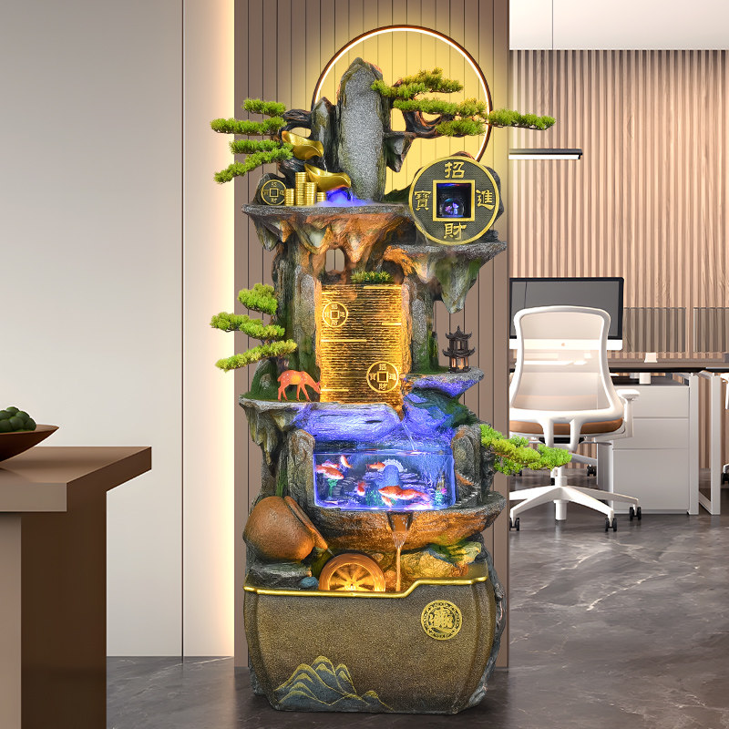 客厅流水摆件玄关落地循环水幕墙鱼缸公司风水轮乔迁新居开业礼物,淘宝优惠券,粉丝福利购,淘宝优惠卷
