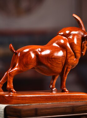 木雕摆件花梨木生肖羊摆件实木羊客厅H办公桌电视柜木雕摆件羊送