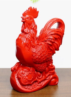 朱砂生肖鸡属相招财公鸡金鸡元宝鸡家居客厅风S水工艺品红砂摆件