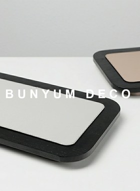 本与现代轻奢拼色正方形皮革托盘售楼处样板间客厅软装饰收纳摆件