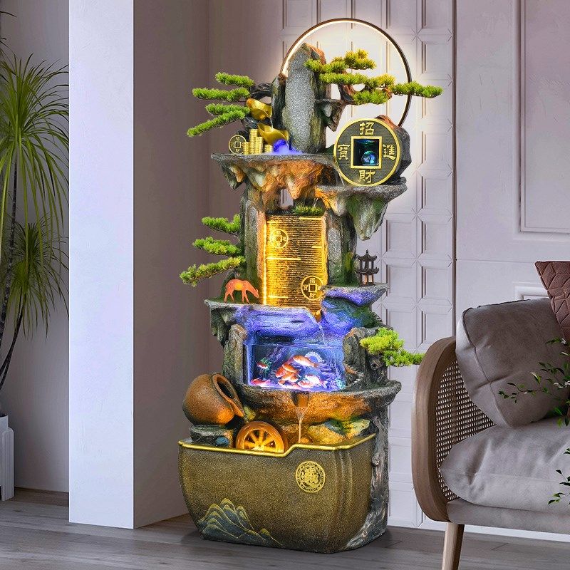 客厅流水摆件玄关落地循环水幕墙鱼缸公司风水轮乔迁新居开业礼物,淘宝优惠券,粉丝福利购,淘宝优惠卷