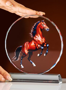 马到成功水晶摆件轻奢高档中式生肖桌面家居装饰乔迁送礼物工艺品