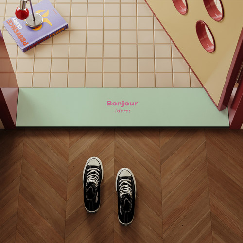 现代简约风门槛石地垫入户门窄长条脚垫卫生间浴室门口吸水防滑垫 - 图0