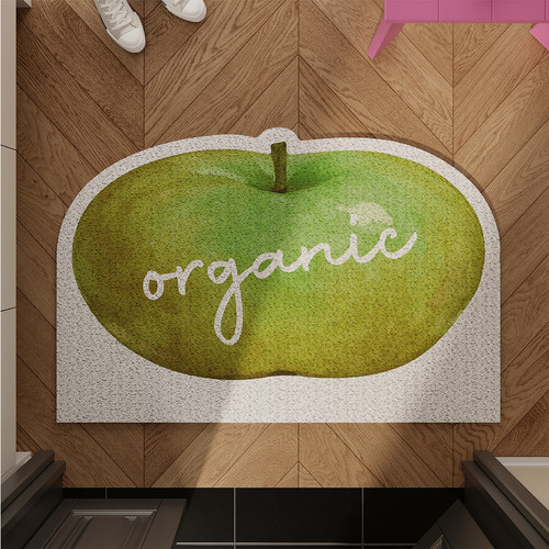 韩系ins风苹果入户地垫丝圈防滑耐脏脚垫进门玄关门口地毯可裁剪 - 图0