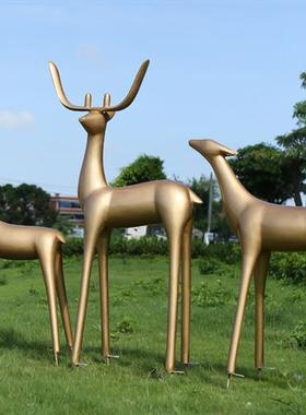 玻璃钢抽象鹿摆件梅花鹿房地产园林景观装饰户外麋鹿雕塑庭院模型