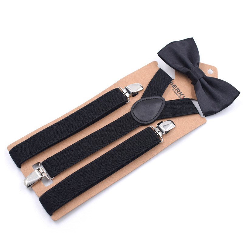 网红Adult men's and women's Y-type monochrome strap clip bow - 图1